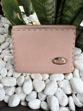 Fendi Selleria Pink Leather Bi-Fold Wallet Hand Stitched Made in Italy